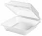 Preview: Eco-Takeouts Mehrweg-Menüschale mit einem Fach, hoher Deckel, 23 x 23,5 x 9,5 cm, weiß