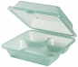 Preview: Eco-Takeouts Mehrweg-Menüschale dreigeteilt, hoher Deckel, 23 x 23 x 9 cm, grün