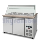 Preview: SNACK-Line Bain-Marie Theke 3x GN1/1, Granit rosa-grau, 123x82x85,5 Glasaufbau Klarglas, Zwischenablage Skyrainbow THBM128GR_FG