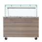 Preview: SNACK-Line Bain-Marie Theke 2xGN1/1, Granit rosa-grau, 88x82x85,5 Glasaufbau Klarglas, Zwischenablage Skyrainbow THBM88GR_FG
