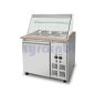 Preview: SNACK-Line Bain-Marie Theke 2xGN1/1, Granit rosa-grau, 88x82x85,5 Glasaufbau Klarglas, Zwischenablage Skyrainbow THBM88GR_FG