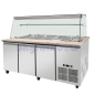 Preview: SNACK-Line, Kalte Theke, 5x GN1/1, Granit rosa-grau, 188x82x85.5 Klarglas, Zwischenablage Skyrainbow THSAI188GR_FG