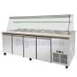 Preview: SNACK-Line, Kalte Theke, 5x GN1/1, Granit rosa-grau, 223x82x85.5 Klarglas, Zwischenablage Skyrainbow THSAI228GR_FG