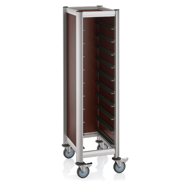 SINGLE Tablettwagen für 10 Tabletts GN 1/1 Holzoptik dunkel