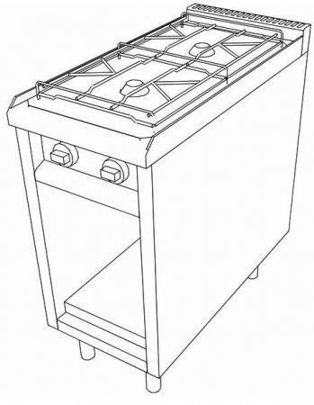 EKU Gasherd PowerBurner 2-flammig mit offenem Unterbau