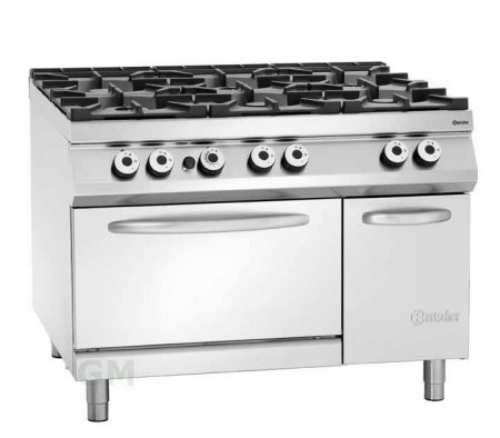 Bartscher 6 Flammen-Gasherd m. Gasbackofen 2/1 GN Serie 900