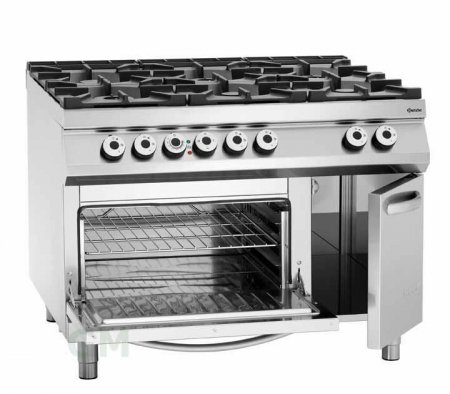 Bartscher 6 Flammen-Gasherd m. Elektrobackofen GN 2/1 Serie 900