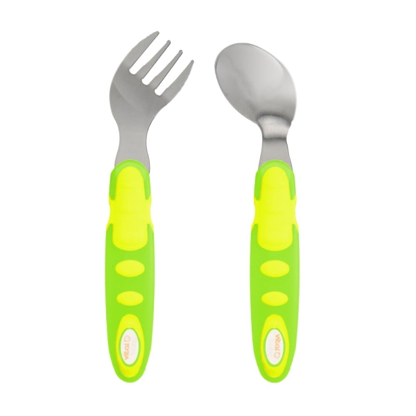VitalBaby ergonomisches Besteckset 2-tlg. grün/gelb