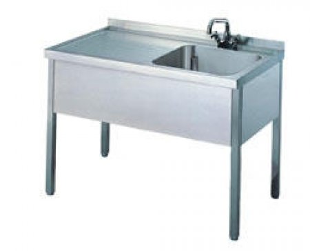 CHROMOnorm Spültisch m. 1 Becken rechts, ohne Bodenablage