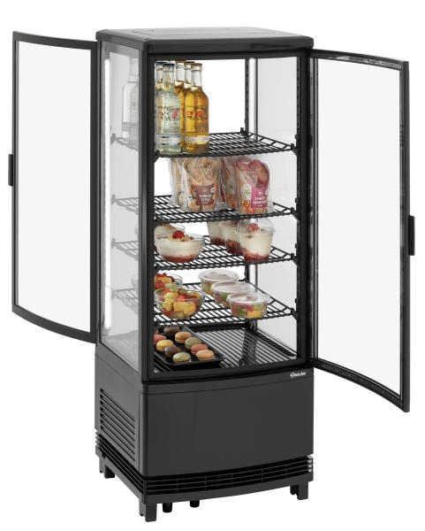 Bartscher Mini-Kühlvitrine 98L2T schwarz 98 Liter