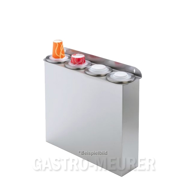 Becher-/Deckelspender 2-2, Kunststoff, Ø 62-98mm Wandmontage 66 cm