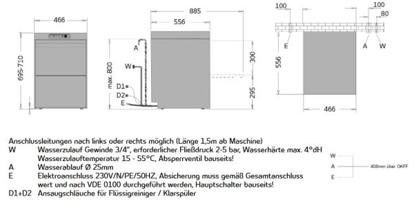 Ackermann U 440 Gläser- und Bistrospülmaschine inkl. Inbetriebnahme + Einweisung