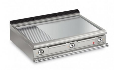 AFG Brat- Grillplatte Elektro glatt-gerillt verchromt 15,0 kW Tischgerät, Queen 900
