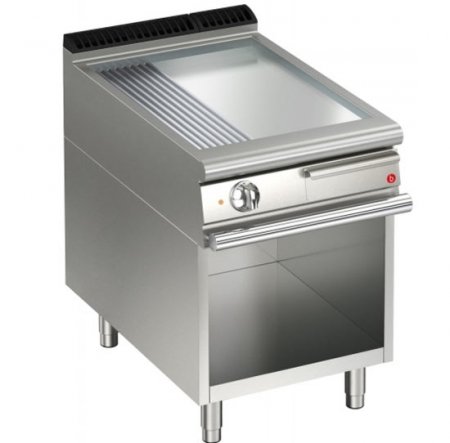 AFG Elektro-Grill+Bratplatte 7,5 kW glatt+gerillt chrom Standgerät Queen 700