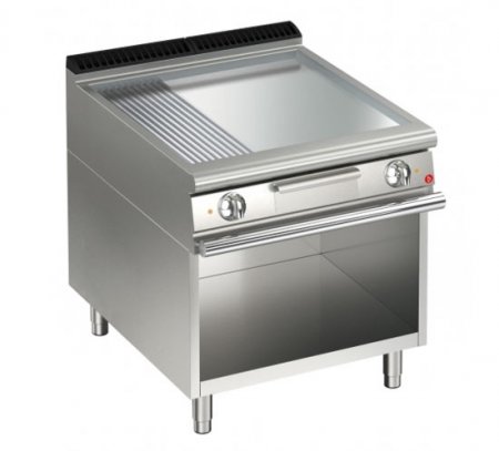 AFG Elektro-Grill+Bratplatte 10,8 kW glatt+gerillt chrom Standgerät Queen 700