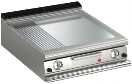 AFG Brat- Grillplatte Gas glatt-verchromt+gerillt 21,0 kW Tischgerät, Queen 900