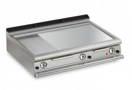 AFG Brat- Grillplatte Gas glatt-verchromt+gerillt 21,0 kW Tischgerät, Queen 900