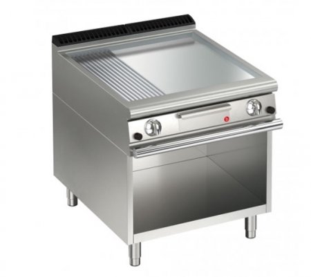 AFG Gas-Grillplatte 13,0 kW glatt+gerillt chrom Standgerät Queen 700