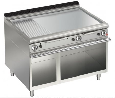 AFG Gas-Grillplatte 19,5 kW glatt+gerillt chrom Standgerät Queen 700