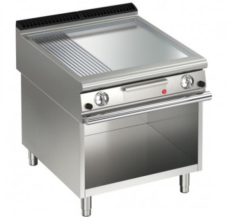 AFG Brat- Grillplatte Gas glatt-verchromt+gerillt 21,0 kW Standgerät, Queen 900