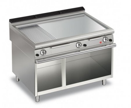 AFG Brat- Grillplatte Gas glatt-verchromt+gerillt 21,0 kW Standgerät, Queen 900