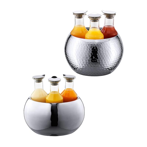 Frilich CARAFINE "Triplet" Edelstahlkugel mit 3 Karaffen 1,2 l