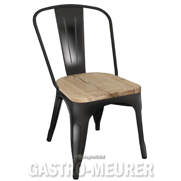 Bolero Bistro Beistellstuhl schwarz mit Holzsitz