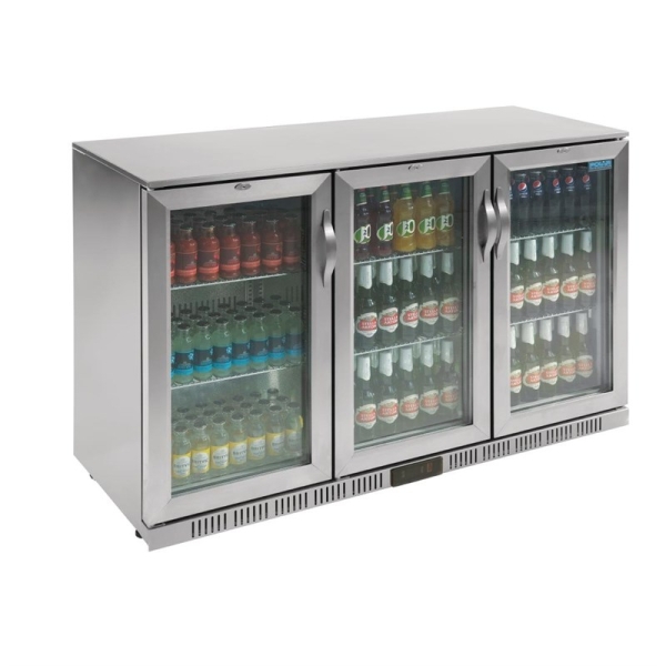 Edelstahl Barkühlschrank mit 3 Klapptüren 330L