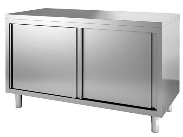 Arbeitsschrank T=600 mm mit Schiebetüren Edelstahl