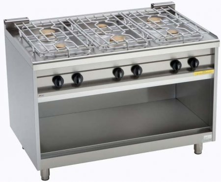 EKU Gasherd PowerBurner 6-flammig mit offenem Unterbau