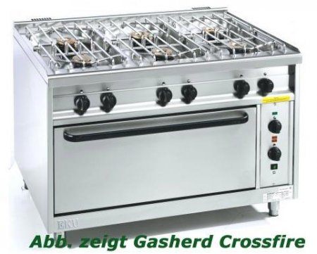 EKU Gasherd PowerBurner 6-flammig mit Elektro-Jumbobackofen,