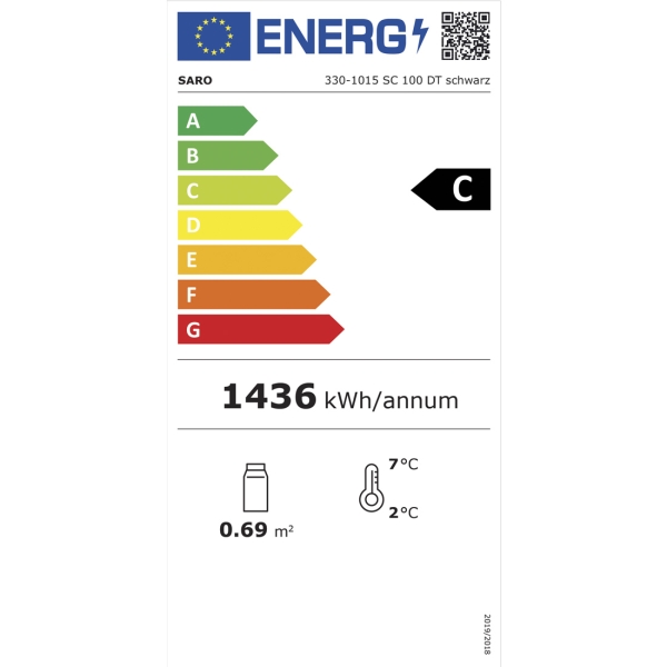 Saro Kühlvitrine, Doppeltür, 98 L Modell SC 100 DT schwarz