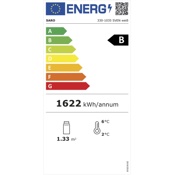 Saro Kühlvitrine 235 Liter, Modell SVEN weiß