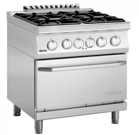 Bartscher 4 Flammen-Gasherd m. Elektrobackofen 2/1 GN Serie 700