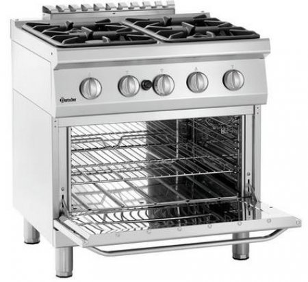 Bartscher 4 Flammen-Gasherd m. Gasbackofen 2/1 GN Serie 700