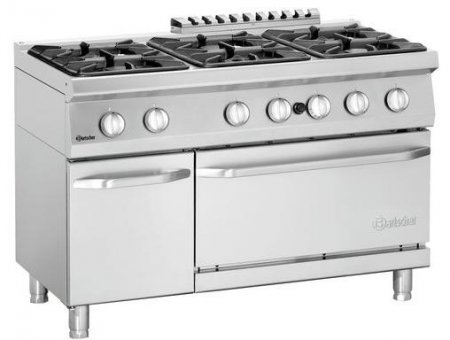 Bartscher 6 Flammen-Gasherd m. Gasbackofen 2/1 GN Serie 700