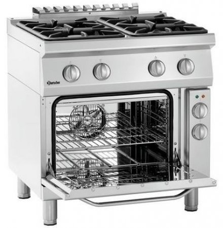 Bartscher 4 Flammen-Gasherd m. Elektrobackofen 1/1 GN Serie 700