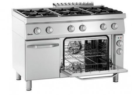 Bartscher 6 Flammen-Gasherd m. Elektro-Umluftbackofen Serie 700,