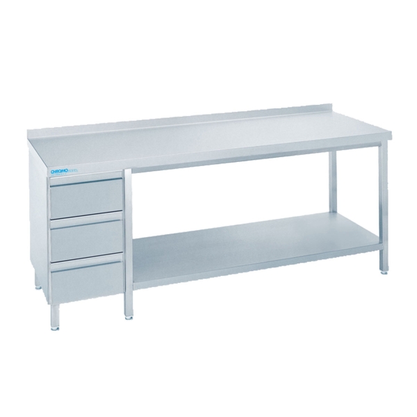 CHROMOnorm Arbeitstisch 80x60x85 cm, Schubladenblock