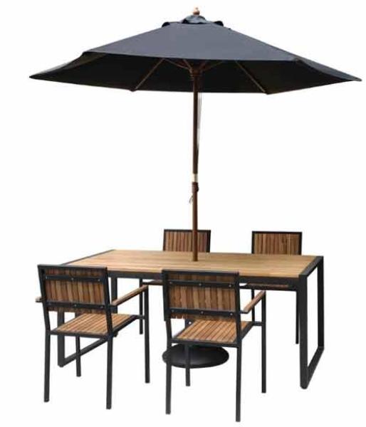 Bolero Tisch rechteckig 120 x 80 cm Stahl Akazienholz