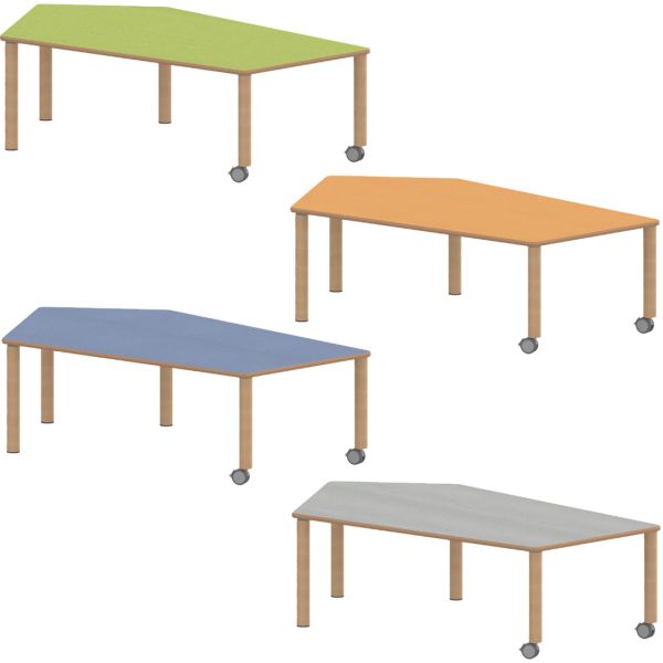Fünfecktisch ZALOTTI in 8 Höhen Linoleumbelag 4 Farben Holzbeine 2 Rollen TIX6FE188KL2 TIX6FE1880L2 TIX6FE1881L2 TIX6FE1882L2 TIX6FE1883L2 TIX6FE1884L2 TIX6FE1885L2 TIX6FE1886L2