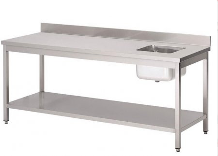 Arbeitstisch 1200 x 700 mm mit Becken und Bodenablage