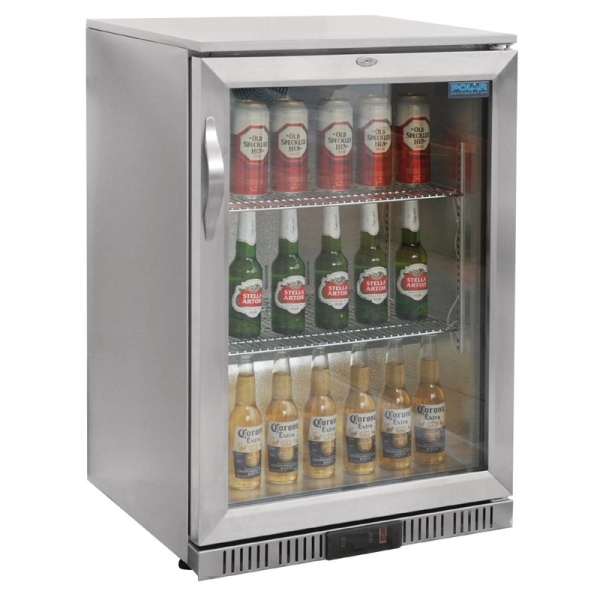 Edelstahl Barkühlschrank mit 1 Klapptür 138 l
