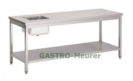 Arbeitstisch 2000 x 700 mm mit Becken und Bodenablage