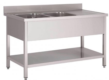 Spültisch 1600 x 700 mm mit 2 Becken