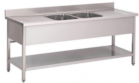 Spültisch 2000 x 700 mm mit 2 Becken