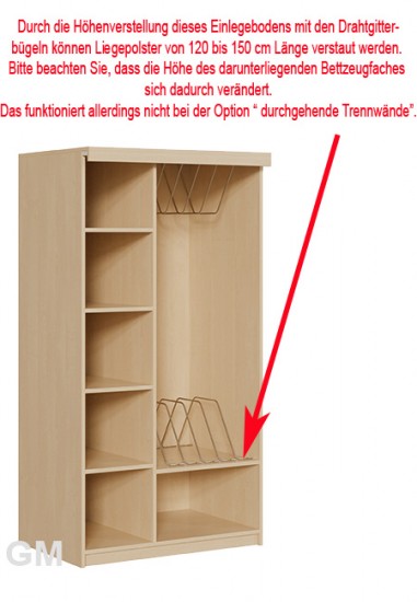 Liegepolsterschrank offen f. 12 Liegepolster