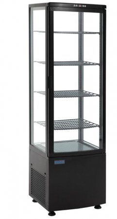 Kühlvitrine 235 Liter schwarz mit gebogener Tür