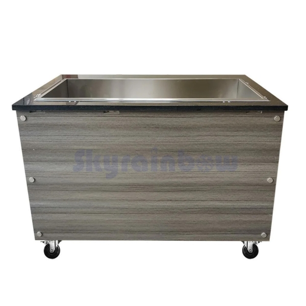 SNACK-Line Bain-Marie Theke 3x GN1/1, Star Galaxy schwarz, 123x82x85,5 Glasaufbau Klarglas, Zwischenablage Skyrainbow THBM128GS_FG