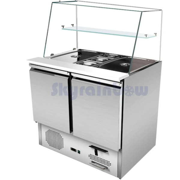Saladette 2 Türen, 90 x 70 gerader Glasaufbau, Klarglas Skyrainbow THS90_VG
